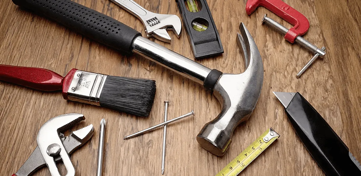 Handyman tools laid out for home repair and maintenance work in Oakland, CA