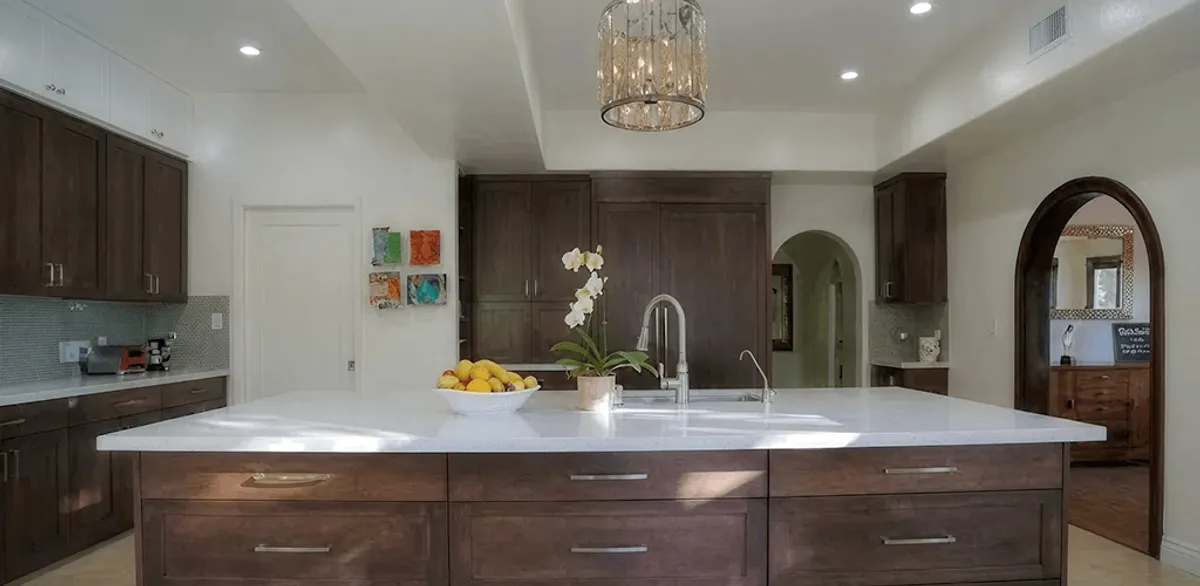 Cabinet refacing project with updated kitchen cabinets and island in Oakland, CA