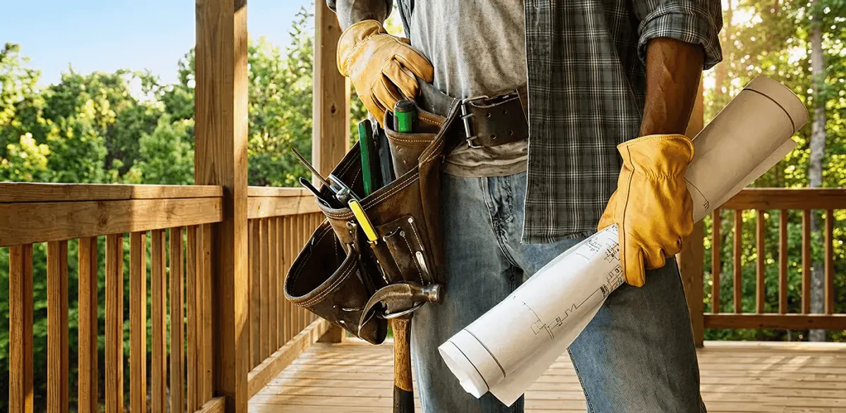 Professional handyman with tool belt ready for home repairs in Oakland, CA